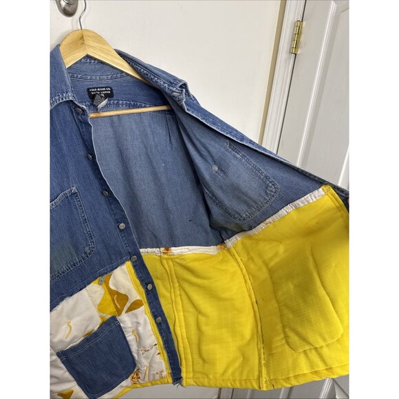 Vintage Polo Jeans Men L Modified Cottagecore Denim Shirt Jacket Shacket Hippie - Picture 8 of 9